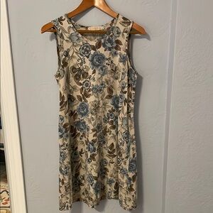 Isabel Marant Cream/Tan/Blue Floral Sleeveless Sundress Size L